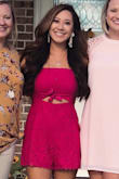 I absolutely loved this romper and the beautiful color. I wore it to by birthday dinner and everyone loved it. I had ordered the green color before in a size small and it was a little loose looking on the bottom area so for this color I got an XS and liked the XS better! But love this color and the green color they really pop! - Sarah F.