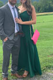 Love this dress- especially the color! It was very comfortable and fit true to size. I was worried the slit would be too high but it was just right. - Rita S.