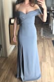 This dress was perfect! It was super comfortable with stretch (enough to hike up to a mountain-side wedding) and totally flattering and glam enough for the formal wedding after. Didn't end up needing alterations with heels. - Nicole B.