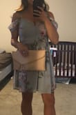 Wore this for an outdoor summer wedding. It is a little tight in the chest and a little low cut. I found myself pulling up at the fabric all night. I was still able to wear a strapless bra. Love the color and floral print! - Sandra W.