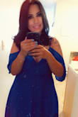 This blue dress is very simple, but beautiful. I got so many compliments. I am kinda chubby, but with this dress you can't tell. - Estefania D.