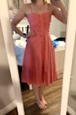 I love midi-dresses so I saw this and knew I wanted it. I was worried the color would be too "hot pink", but in person it was more of a true coral, really a lovely color. The fit at the chest and waist is perfect for me, and I'd imagine it would also look cute with a waist belt.
The quality of the fabric feels very nice, although it will need to be steamed, as it was very wrinkled when it arrived. - Makenna M.
