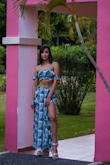 This outfit was perfect for my vacation. The pants were a bit large and did not sit as high on my hips as I would have liked it to be. The top fit perfectly and the length was great for my height. - Paige H.