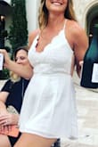 Loved this; bought for my bachelorette and worked perfectly. I rarely wear anything without a bra but this romper is super lined and the straps are adjustable so was able to feel secure. Even danced the night away and wasn't nervous once. Looked great on. - Katherine R.