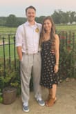 I wore this as a guest to a hot and muggy Missouri wedding. The length is perfect- midi length even on a 5'5" person. The fabric has a thicker feel to it which makes it feel sturdy and holds its shape. I loved the little peep of cleavage but you can easily tie the center to cover it. - Stephanie M.