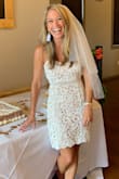 This dress was perfect for my bridal shower and I received so many compliments. Cute yet sexy. Was a little tight at first but tried on a few times before wearing which helped stretch it out a little bit and the size worked out perfect! Not much room for a strapless bra given the smaller size so I gel inserts which worked well with the fit of the dress for me. - Krista D.