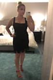 I ordered this for a bachelorette part and it's totally perfect! It's sexy without being too revealing or overt. I am not skinny, by any means, but I did size up for this. I am usually a size 4 pant and S or XS shirts and I got a L in this. It fits perfectly in this size so I would plan to size up from what you usually would wear. I love the detail of the lace and I am very excited to wear this out! My husband was also a big fan haha (not the best lighting in the pic but it's the only one I have right now) - Aryn G.