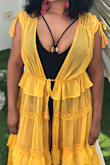 size medium fits perfectly. I am a yo-yo dieter and my weight fluctuates constantly. If you weigh less than 180, I definitely think a size small could work and still look flattering on. - Tawana T.