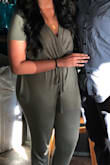 This jumpsuit is very nice! It feels like a soft pajama kind of material and is very comfortable. It was a little loose in the leg area and right everywhere else - Reshma N.