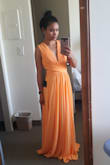 Love love love the color, quality and fit. I'm 5ft and its about 6in too long for me. Since I'm wearing it for an engagement shoot on the beach, I don't need shoes. It will be ok long for this shoot. - Aston W.