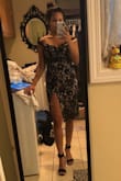 This dress is stunning and it]s definitely a head-turner.  I had to return because it was way to tight on my bust and clinged to my mid-section tighter than I'd like. I ordered last minute for an event so I ended up going with another dress. However, I would absolutely size up and wear in the future. I was actually surprised with how much I loved it. Reading the reviews, I should have went with a medium in the first place instead of small. Ladies with a smaller bust may be able to get away with their usual size. You won't regret this one! - MARY B.
