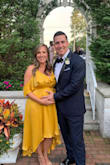 Such a beautiful color and material! This dress even worked for me when I was 19 weeks pregnant! The snap kept unsnapping so I brought it to a seamstress and she changed it to a hoop and it stayed put all night! Such a nice flowy and comfortable dress! Highly recommend!! - Adriana B.