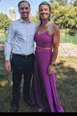 Got tons of compliments! Pants are a little long so I had to get a high heel shoe. I would have gotten them hemmed if I had more time. Tie on the back of the top makes a perfect fit. - Kelsey C.