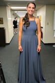 Fit beautifully, although it was really long. I wore 6" heels and it was still dragging. But it was so beautiful and I got compliments all night! - Melissa P.