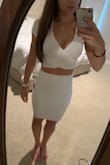 I ordered XS and it is a little loose around the waist area. I wish it had a thicker band for the waist (may look more flattering). The top fits great. The material is a little odd, I could see how it could show wear easily. Overall, I like the style and fit! - Jordan B.