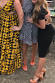 I love these! I wore them to a wedding this weekend and got lots of compliments! I'm usually a 6.5 or a 7. I got a 7 and they were a little snug. I probably could have gone up to a 7.5 but they're fine just a little tight. 
They're comfortable and cute! - Alicia S.