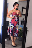 Not my usual style but girl... go for it!! Wore to wedding and it was perfect!! Wore medium and it was a little snug around my ribs due to body composition as I strength train a lot. 

Use measurements over small medium large concept and you will be great 

Also bought the earrings to go with - Jessica E.