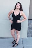 I love love love this dress. Super simple, can be dressed up or down. I do find it rides up on me but all tight dresses or skirts tend to unfortunately. However, I highly recommend this dress as a go to! - Janine D.
