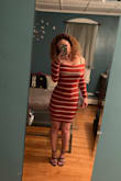 Soft, has some stretch. Sleeves are tight for me, more than the dress. The off the shoulder part doesn't stay right. But was a good deal and I'm keeping it. Would say runs lil small. - Tanya S.