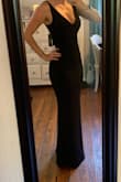 I love this dress! It is very thick high quality fabric, yet also stretchy and comfortable. I can wear a normal bra without it showing. I ordered a small based on other reviews, and ended up exchanging it for the XS. - Dana S.