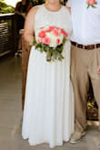 I wore this as my wedding dress! We had a small, 20 person ceremony and everyone (including me!) loved the dress. It wasn't itchy or uncomfortable. I will say to wear a slip or a nude body suit underneath, you can see your butt in the right light... - Katie R.
