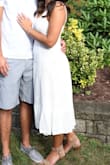I wore this dress for my engagement party this past weekend and it fit me perfectly! It was really comfortable and perfect length for an outdoor summer event! - Lisa C.