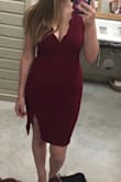 I love this dress and I plan on wearing it more! It was a little tight on the slit but thanks to my tiny butt this wasn't much of issue dancing the night away! - Brittany G.
