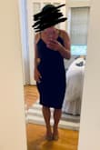 I typically wear mediums, but after reading reviews, felt I should consider the small. I ordered both the medium and small. Small fit much more appropriately. Fabric is giving, but sturdy and the chest cut/dress length is just the right amount of sexy! Excited to wear this in my best friend's wedding in a few months! - Samantha S.
