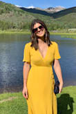 I purchased this dress for a wedding and I must admit, I wasn't able to figure how how to wear it right away. Once I figured it out, I fell in love with how simple it looked. I received many compliments on the color.
My only complaint is that it is very wrinkly and needs special attention when traveling with it. I used my small handheld steamer and noticed that the fabric was kind of burning in spots due to direct contact. Oops (I was still able to wear it as it wasn't too obvious)! - Christina E.