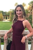 I had to get the pants hemmed and the crotch area was a bit long (but I do have a short torso and I'm 5'2). But after the alterations, this jumpsuit fits perfectly! The open back is a great touch. I had plenty compliments. Love it! - Alison P.