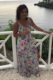 This dress was perfect for a wedding on the beach. The material was soft and it fit true to size. - Maritza