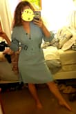 I like that the dress has a belt but I wish it were a bit longer so I could really get a big bow detail, other than that the fabric is nice and thick, perfect for fall or spring weather, and I can easily pair it with other items. The pale blue color is just as pictured as well. - Olivia W.