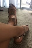 Wish I would have ordered a half size bigger just for comfort my heels are perfectly along the edge. I'm an 8 and prefer a little wiggle room. - Chrystal S.