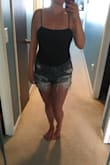 I usually am a large in tops, but ordered a medium. Perfect since it sucks everything in. The fabric is thick and has a stripe pattern to it. Works well with any outfit and is a basic need in everyone's closet!! Highly recommend! - Allie T.