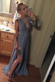Loved this dress because of its sexy fit and showed off small waist. Unfortunately, I sent it back because no matter what I did, my boobs were bound to flash people. It's also very long, so it needs to be tailored if you're petite like me. - Erica P.