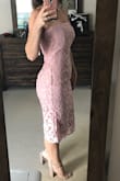 Gorgeous dress, but I'm 38 inches around the widest part of my butt/hips and this dress was so tight in that area that it was uncomfortable. No stretch at all. It fit my 32 DD size bust comfortably though. So I would say this dress is great for people with upper curves and small butt/thigh area. - Yelena S.