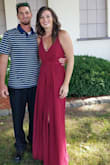 I absolutely love this romper, it is so comfortable and flattering. I am not sure I have ever received as many compliments as I did wearing this. I fits perfectly and has some stretch, just as comfortable as walking around in pajamas. I am small chested and ordered those sticker style bras and they worked perfectly. Just buy it, you will be so glad you did! - Jessica E.