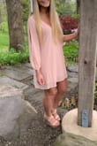 Dress fits perfectly. I always have a tough time finding ones that are long enough but this one was perfect even with tall heels. Not see through at all. Wore for my graduation. Pinker than I thought it would be, was expecting more of a nude pink, but I still like the color. - Larra B.