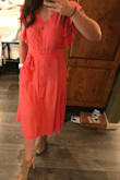 It's super cute, just a little long for me, since I'm 5'2. But the waist fit perfectly - it buttons there, so make sure your waist measurements fit. I may get it hemmed an inch or two, but it's great for work. I think I had to wear a slip with it, since the material is thin. It has pockets!! - Sofia S.
