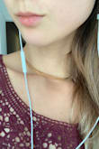 I love this choker! For the price, it's really sturdy and not cheap looking at all. It's a great length, not too long like a lot of chokers are on my neck. The gold is shiny, but not *too* shiny, it's just perfect. - Melissa Y.