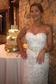 Amazing reception dress! I added a belt that belonged to my friend for a little bit of accent. The dress is stretchy so moves with you when you're sitting, standing, and dancing. Very comfortable! - April T.