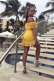Wore this dress to a destination wedding and received compliments all night long! The dress was flattering and the color really popped! The material was a little heavy, but the dress was made very well. Definitely recommend this dress! - Arielle P.