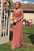 The material was great, that dress was long on me so I wore wedges. Had to safety pin the chest because it was to shower too much! - Brooklyn W.