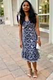 I ordered small size and it is true to its size. The dress is beautiful and is good for dinners. The fabric is really soft. My boyfriend loved the dress! - Prathibha G.