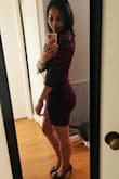 This dress was intended for a work holiday party. It's very cute and sits right at my mid thigh, so not too short or too long. It's very sexy but still somewhat modest. The problem is it's too tight and not very stretchable, for even a size SM. If you sit, it will ride up very high. I should've exchanged it for a M. - Tipawan G.