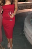 I was looking for a dress to wear to a friend's wedding that would be both stunning yet appropriate. I'd never worn a red dress to a wedding before, but when I saw the length and cut of this dress, I could just tell this would be a winner. And boy was I right! While it was a little tighter in my tummy area than I would have liked, it was still very flattering. The color was gorgeous, and I received so many compliments, and not just from my boyfriend. I'll definitely be wearing this again for a night out, date night, and perhaps another wedding. Cannot say enough about this dress! - Natalie M.