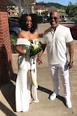 I used this dress for my wedding. I got a medium in white.  It for my body perfectly and I received so many compliments.  The dress stayed in place - Lisa H.