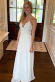 I wore this dress to my rehearsal dinner then out to a wine boutique. I wore 3 inch wedges with this dress and did not have it hemmed. I think if I wear it again I'll make it a little shorter though!
I received many compliments on this dress and everyone out asked me if I just got married haha.
This dress is beautiful and I highly recommend. - Jennifer H.