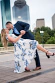 Love the dress. The medium is too big on me (5'9" height, 145 lbs, 34C bra) 
The material is nice, it's thick and has weight to the dress. 
I wore it it in my engagement photos but would love to exchange for small if possible - Bailey B.