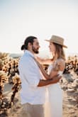 I wore this jumpsuit for our engagement pics and I adore it! (I did get it tailored to fit better in the top and waist. I would say I'm always between xs/sm on sizing though). Wanted to leave a review, because I rarely see feedback from anyone over 5' 8" on here and it's nice to find items that are long enough for us tall babes. :)
The jumpsuit is comfortable and the quality is great. 10/10 recommend: it was the perfect compliment to our engagement pics! - Courtney S.